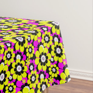 Nappe Motif néon floral lumineux cramoisi et flux jaune