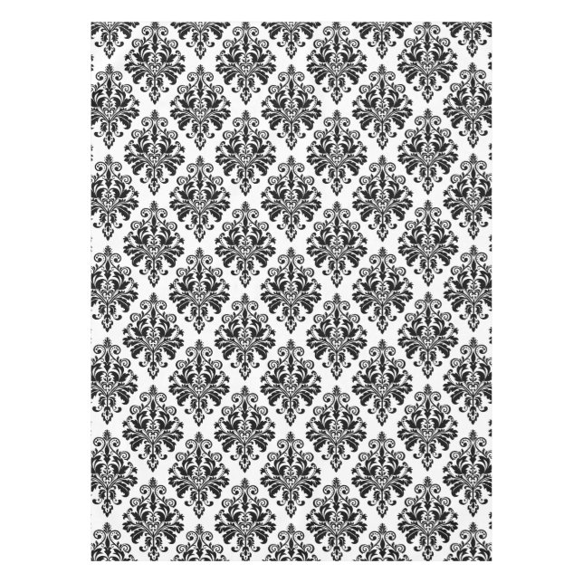 Nappe Motif noir et blanc élégant de damassé (Devant)