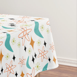 Nappe Motif orange bleu atomique Boomerang mi-siècle