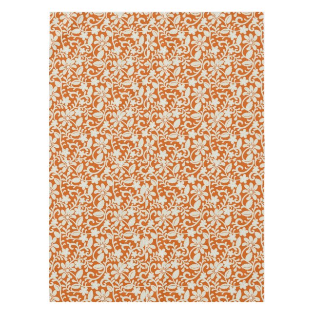 Nappe Motif orange brûlé par damassé florale chique (Devant)