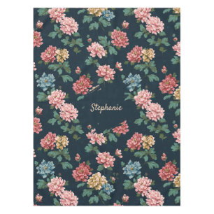 Nappe Motif Peony vintage coloré sur Arrière - plan noir