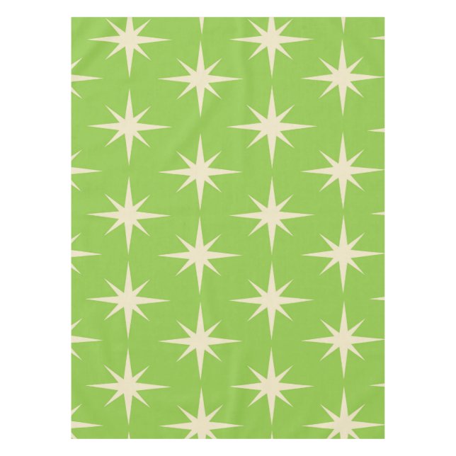 Nappe Motif Retro Atomic Stars sur Lime Green (Devant)