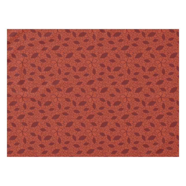 Nappe Motif rouge de feuille sur l'orange (Devant (Horizontal))