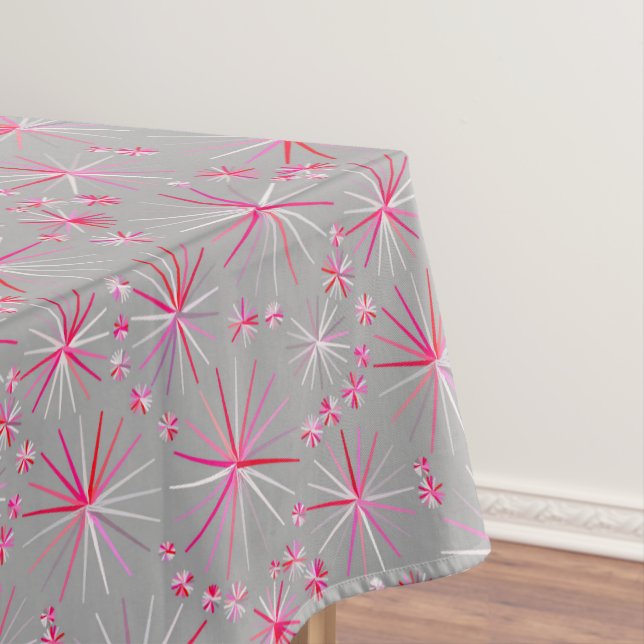 Nappe motif Spoutnik du milieu du siècle, gris et Fuchsi (In Situ)
