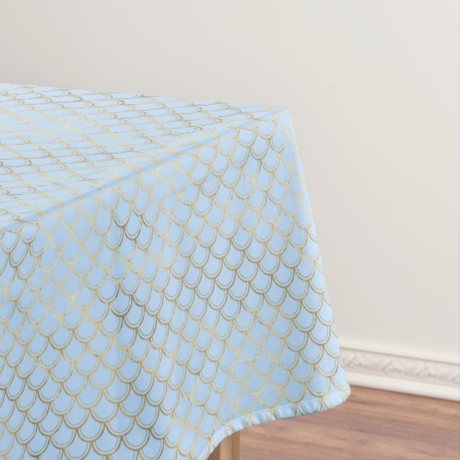 Nappe Motif tendance Gold Blue Mermaid Scales (In Situ)