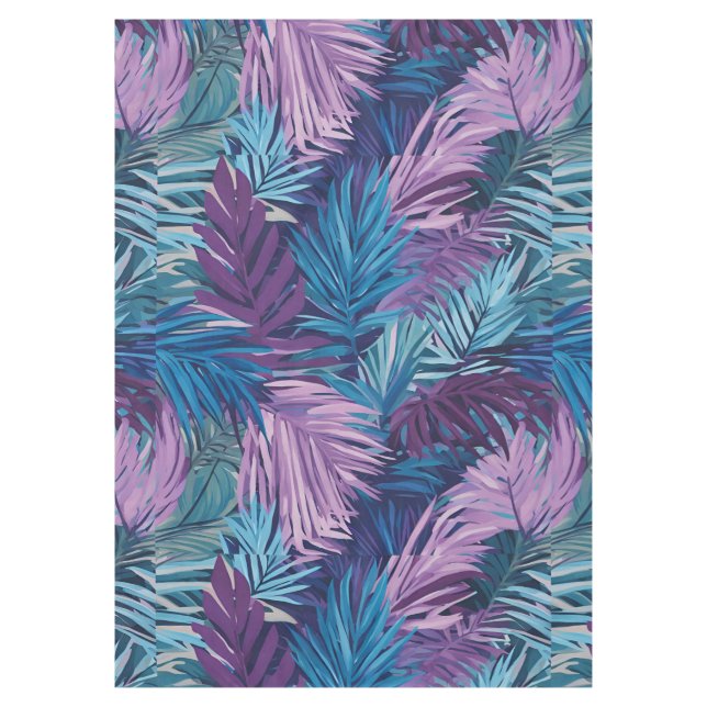 Nappe Motif Tropical De Feuille De Palme Violet Et Bleu (Devant)