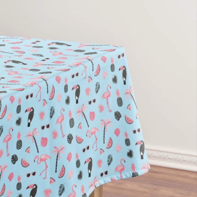 Nappe Motif tropical d'été rose et bleu (In Situ)
