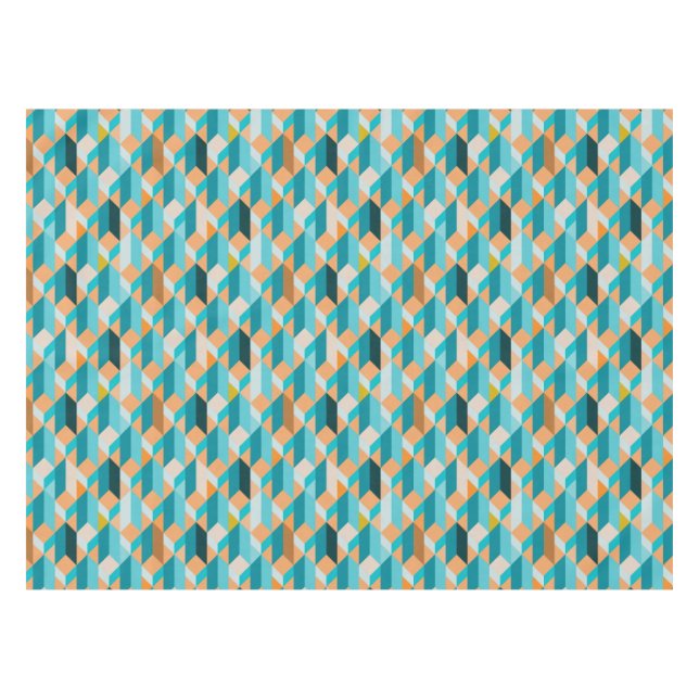 Nappe Motif turquoise et orange de formes (Devant (Horizontal))