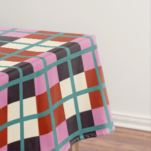 Nappe Motif Turquoise rouge rose aubergine ivoire