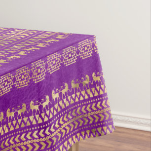 Nappe Motif Unicorne Bohème Purple & Or