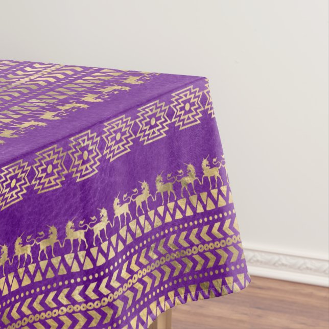 Nappe Motif Unicorne Bohème Purple & Or (In Situ)