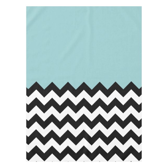 Nappe Motif Zigzag noir et blanc, Chevron, Bleu (Devant)