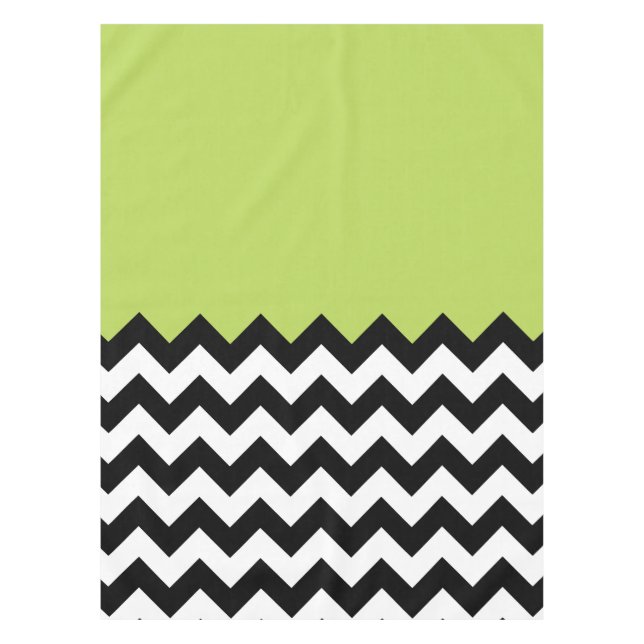 Nappe Motif Zigzag noir et blanc, Chevron, Vert (Devant)