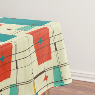 Nappe Moyenne du siècle rétro Espace atomique Age Turquo