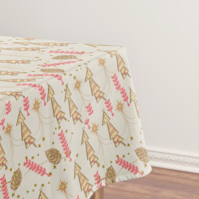 Nappe Nappes, Joyeux Noël Or Arbres Beige (In Situ)