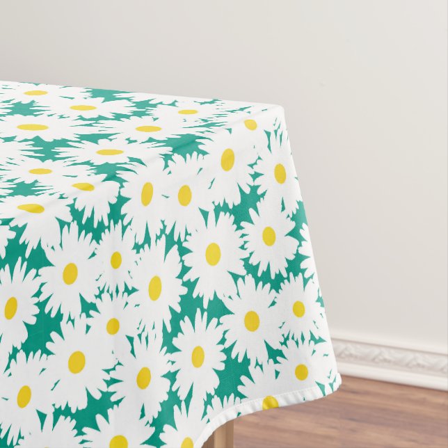 Nappe Négative Space Daisies blanc jaune sur vert (In Situ)