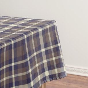 Nappe No. 69 de brun, bleu et de beige de motif de plaid