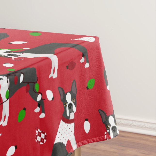 Nappe Noël Boston Terrier Tablecloth (In Situ)