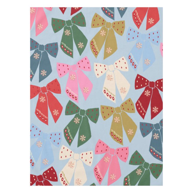 Nappe Noël Bows Coquette bleu (Devant)