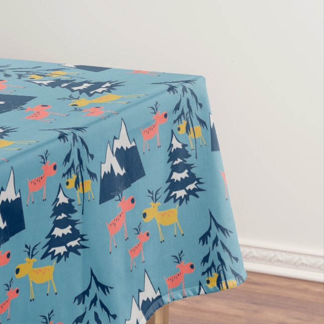 Nappe Noël, cerfs, forêt, arbres de Noël, vacances (In Situ)