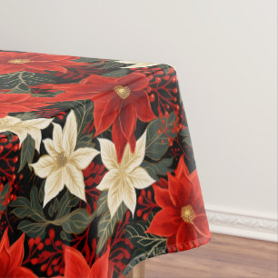 Nappe Noël classique Rouge et Blanc Poinsettia
