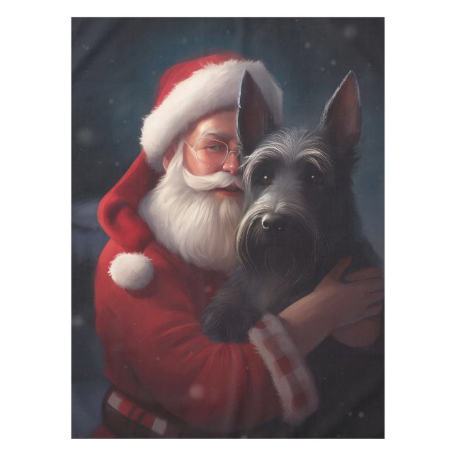 Nappe Noël festif écossais du Terrier Santa Claus (Devant)