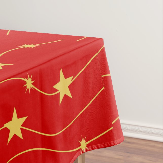 Nappe Noël Golden Stars Rouge Stylisme Vacances Tablec (In Situ)