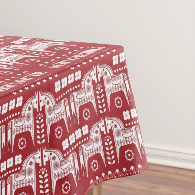 Nappe Noël Red Reindeer Forêt scandinave nordique (In Situ)