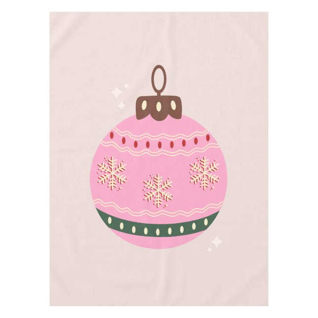 Nappe Noël Rétro Vacances rose Bauble (Devant)