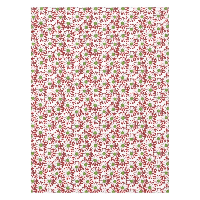 Nappe Noël Rouge et vert marguerite motif floral (Devant)