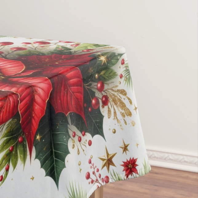 Nappe Noël Rouge Poinsettia Parties scintillant d'or Nap (In Situ)