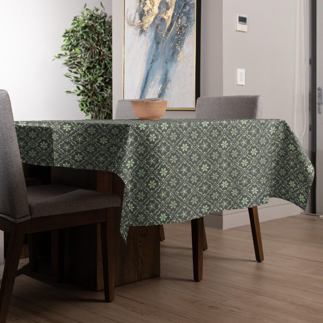 Nappe Noël Simple Green Snowflake Élégant Motif (Christmas holiday Green snowflake pattern tablecloth)