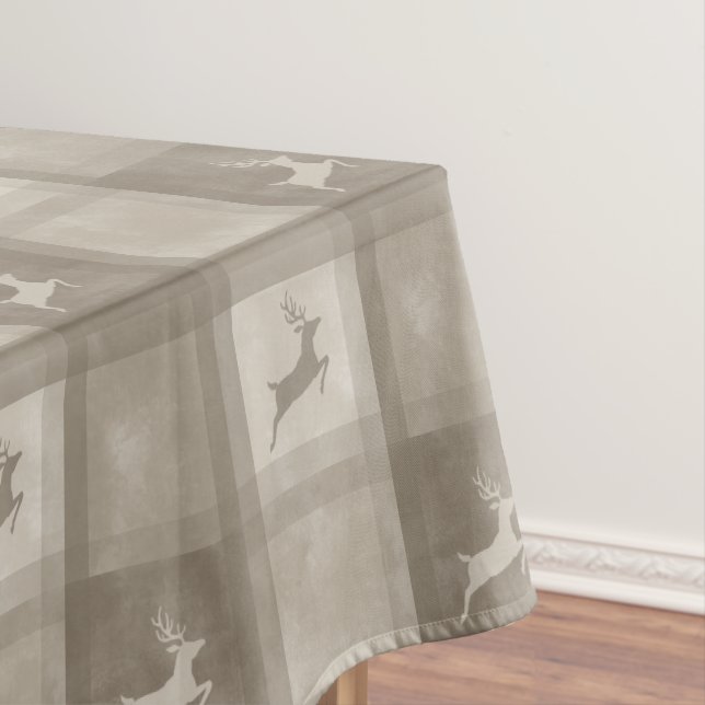 Nappe Noël texture aquarelle carreau beige cerf (In Situ)