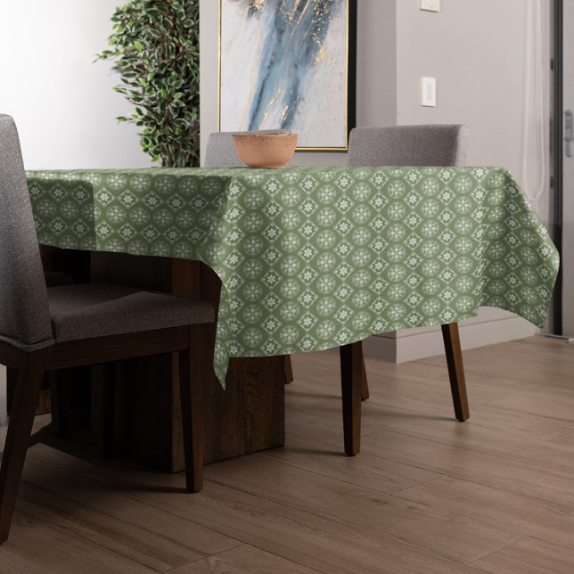 Nappe Noël Vert vacances Flocon de neige Élégant Motif (Christmas green winter snowflake pattern classic tablecloth. )