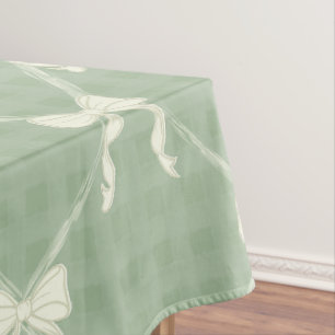 Nappe Nœuds Coquette Motif Gingham Crème Vert Sauge