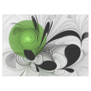 Nappe Noir Abstrait et blanc avec art fractal vert