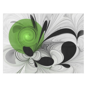 Nappe Noir Abstrait et blanc avec art fractal vert