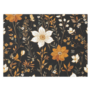 Nappe Noir Automne Boho Vintage or modèle floral