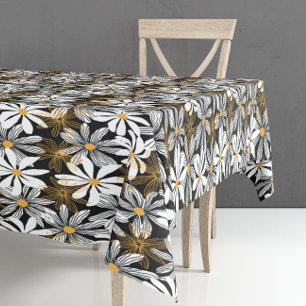 Nappe Noir, Blanc, Jaune Élégant Faisy Abstrait