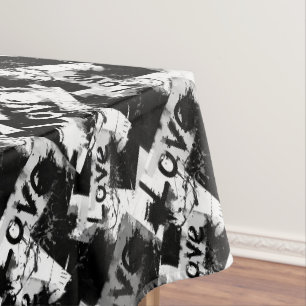 Nappe Noir et blanc avec des taches motif d'amour
