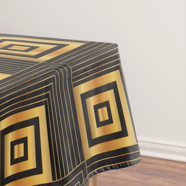 Nappe Noir géométrique et or de carrés d'art déco (In Situ)