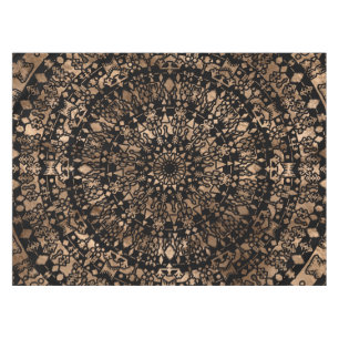 Nappe Noir tribal ethnique et or de mandala