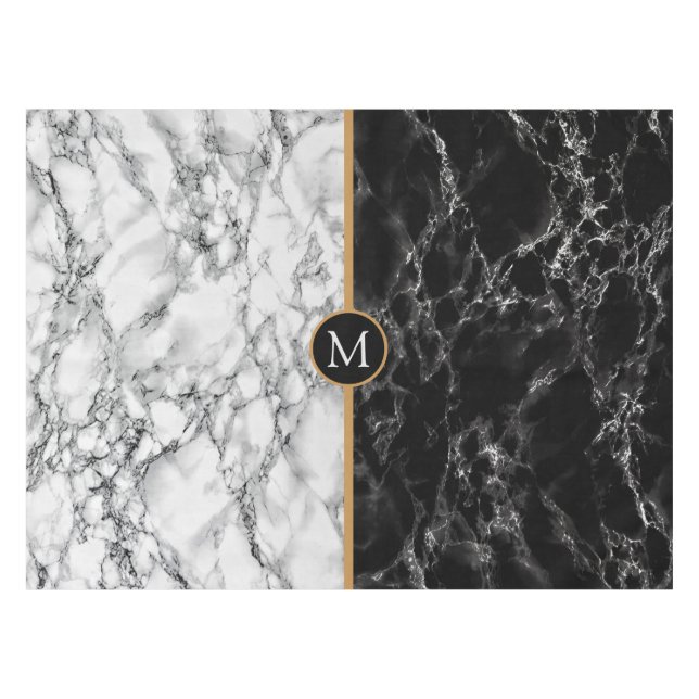 Nappe noire et blanche avec lettre personnalisée (Devant (Horizontal))