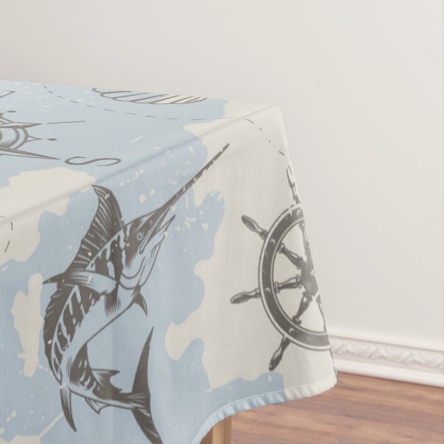 Nappe Nostalgique marin thème bleu motif (In Situ)