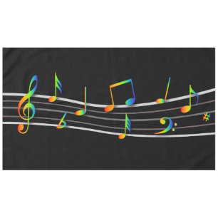 Nappe Notes musicales en arc-en-ciel 3D note sur noir
