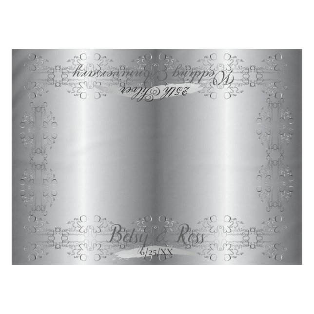 Nappe "Notre 25e anniversaire Mariage" Silvery écrit à l (Devant (Horizontal))