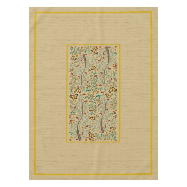 Nappe Nouveau Papillons et orangers 50" x 72 (Devant)
