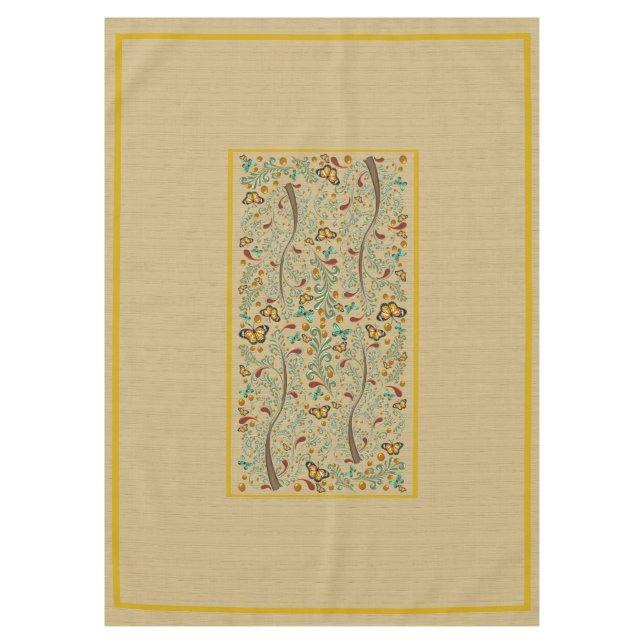 Nappe Nouveaux papillons et orangers 60" x 84" (Devant)