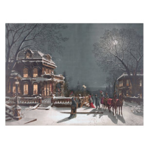 Nappe Nuit de Noël d'hiver vintage au clair de lune