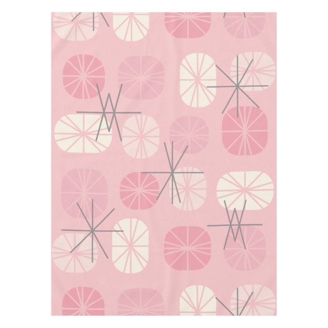 Nappe Oblongs Motifs du milieu du siècle rose Vanille (Devant)